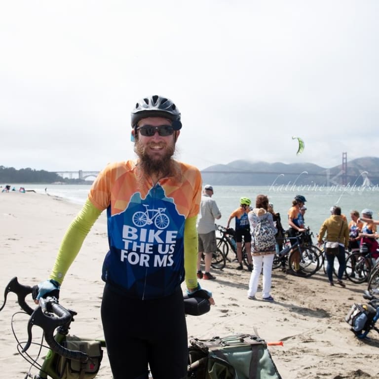 Sean Kerr finishing up his cross country ride on the TransAm with Bike the US for MS