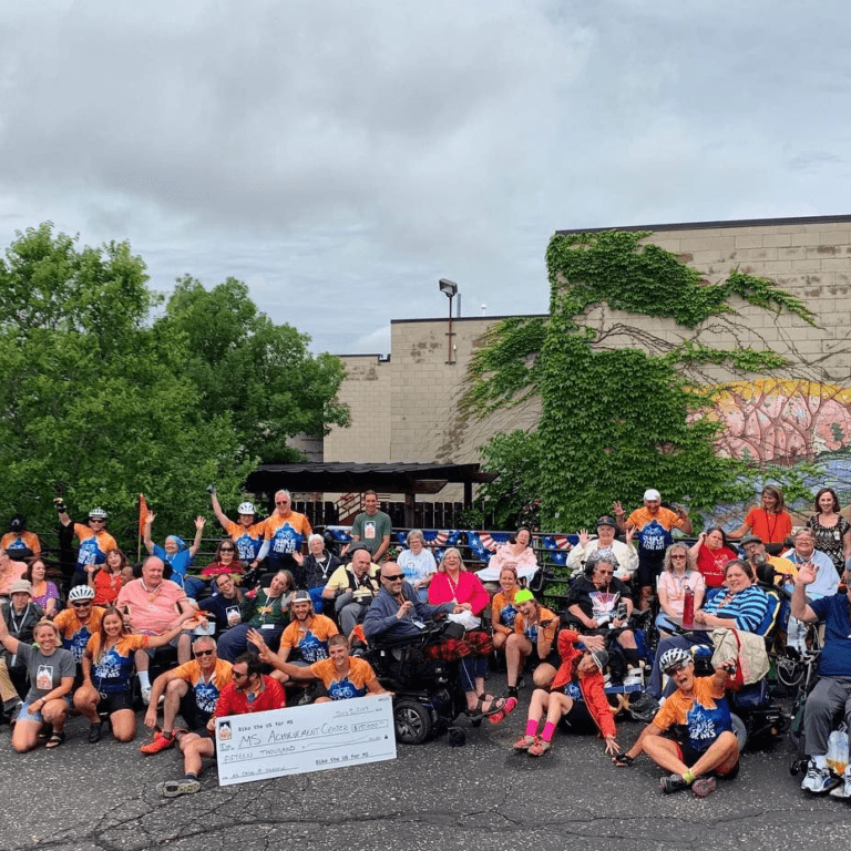 The Bike the US for MS Northern Tier team with the MS Achievement Center members in Minneapolis, MN.