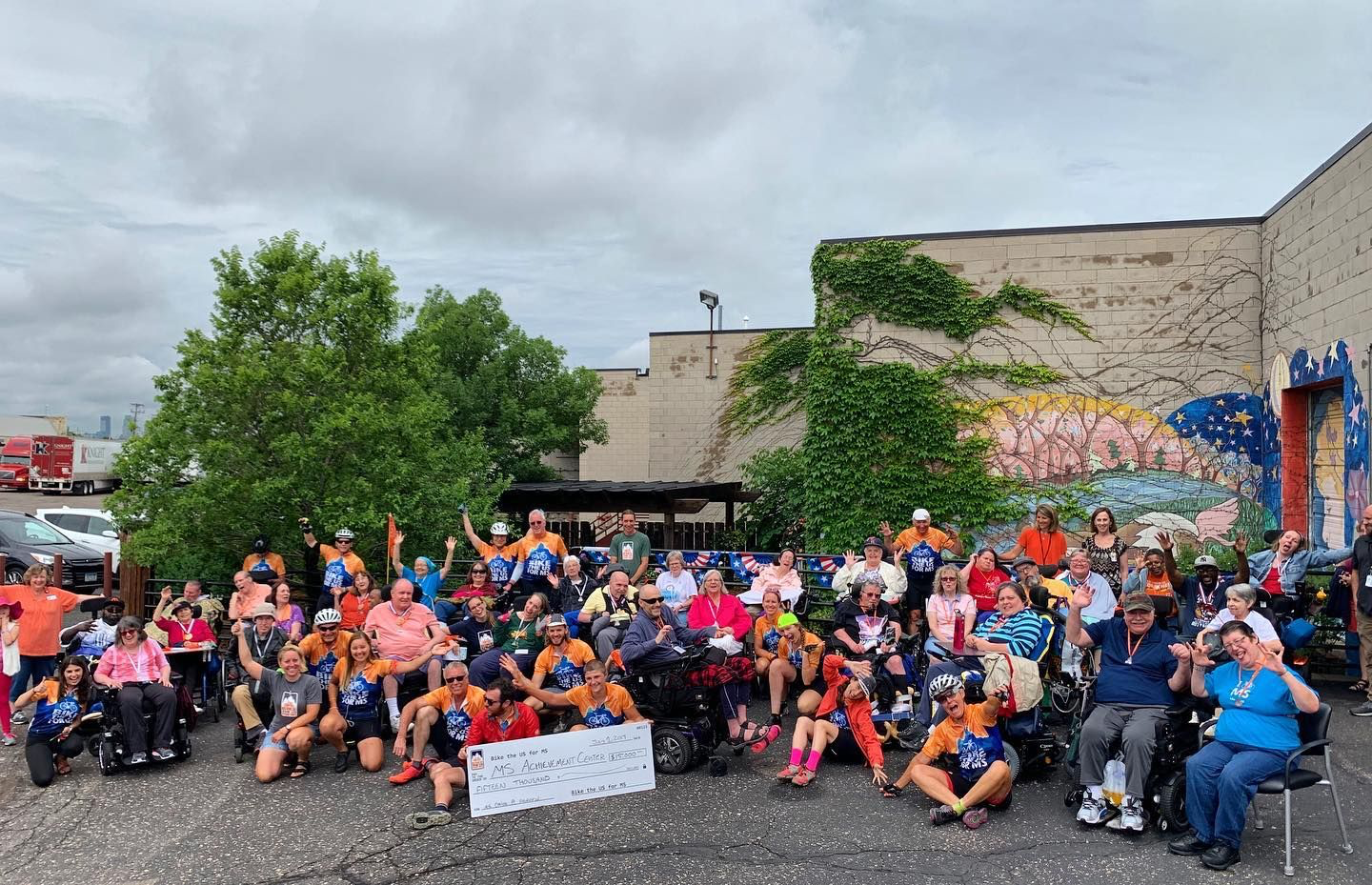 The Bike the US for MS Northern Tier team with the MS Achievement Center members in Minneapolis, MN.