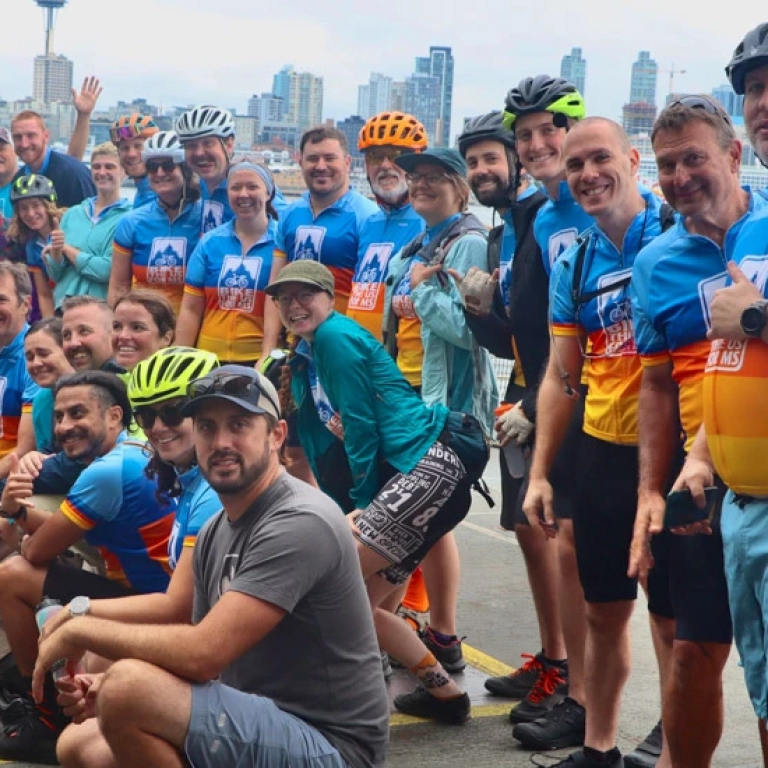 The Bike the US for MS alumni family setting off on their Olympic Peninsula MS bike ride.