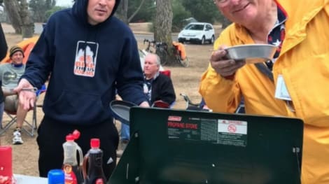 Pancakes on the road with Bike the US for MS.