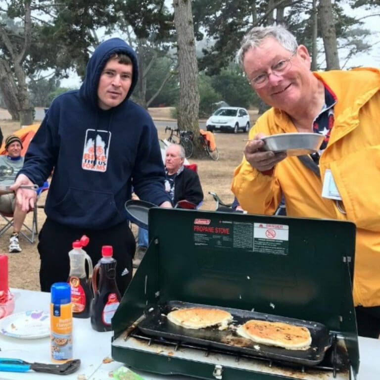 Pancakes on the road with Bike the US for MS.