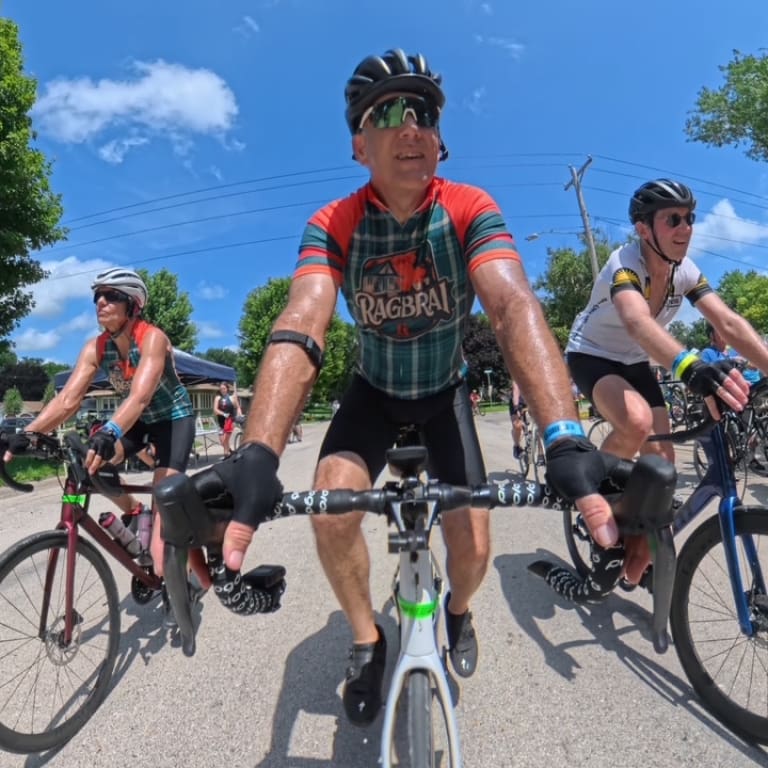 Cycling with friends on RAGBRAI 2025