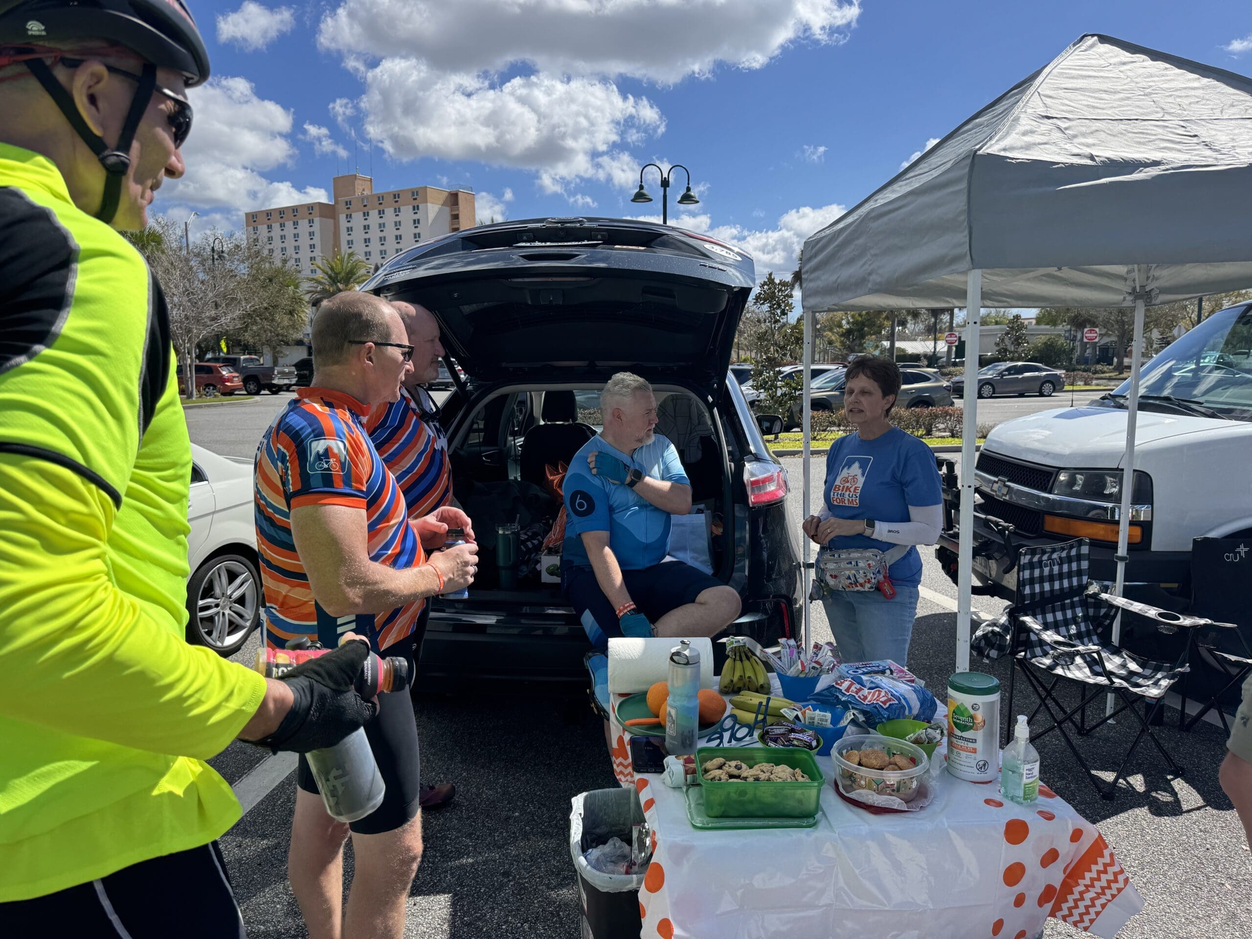 Kerry sharing her MS story at their rest stop.