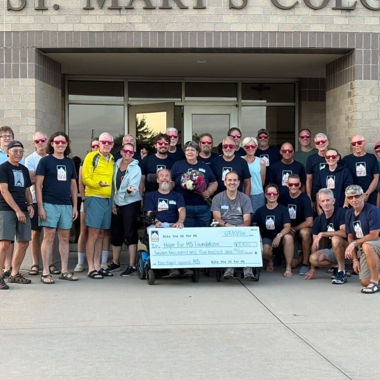Team check donation to Hope for MS Foundation in Pittsburg, KA